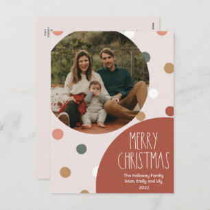 Red Boho Polka Dot Christmas Vertical Single Foto Feiertagspostkarte
