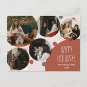 Red Boho Polka Dot Happy Holidays 5 Foto Feiertagspostkarte (Vorderseite)