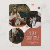 Red Boho Polka Dot Weihnachten Abstrakt Drei-Foto (Vorderseite)