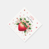 Red boho Strawberry Baby Dusche | Berry Sweet Serviette (Ecke)