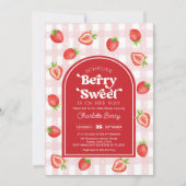 Red Boho Strawberry Berry Sweet Baby Girl Dusche Einladung (Vorderseite)