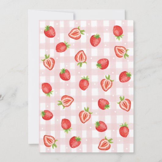 Red Boho Strawberry Berry Sweet Baby Girl Dusche Einladung (Rückseite)