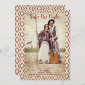 Red Boho Textile Textile Romantische Verlobte Coup Save The Date (Vorne/Hinten)