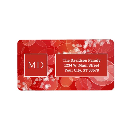 Red Bokeh Abstrakt Valentine Adressaufkleber (Vorne)