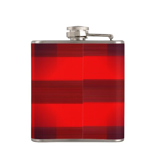 Red Bokeh Buffalo Plaid Personalised Flachmann (Rückseite)