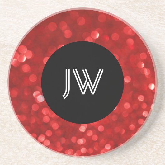 Red Bokeh Glitzer & Glitzern Black Accents Getränkeuntersetzer (Vorne)