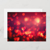 Red Bokeh Hearts Postkarte (Vorne/Hinten)