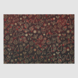 Red Bokeh und Gold Footing Christmas Shapes Seidenpapier