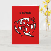 Red, Bold & Bright Pop Art Style - I Love You Karte (Gelbe Blume)