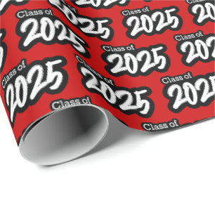 Red Bold Brush Class of 2025 Wrapping Paper Geschenkpapier
