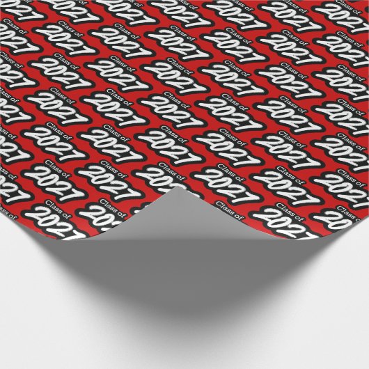 Red Bold Brush Class of 2027 Wrapping Paper Geschenkpapier (Ecke)