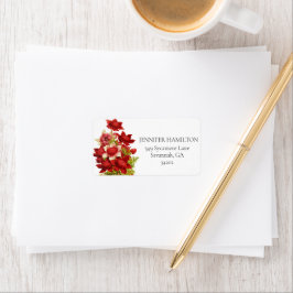 Red Bold Floral Address Aufkleber Adressaufkleber