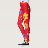 Red Bold Floral Leggings (Links)