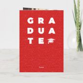 Red Bold GRADUATE Letters and Cap Abschluss Einladung (Rückseite)
