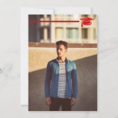 Red Bold GRADUATE Letters and Cap Abschluss Einladung (Rückseite)