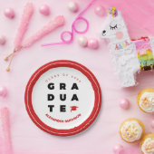 Red Bold GRADUATE Letters and Cap Abschluss Pappteller (Party)