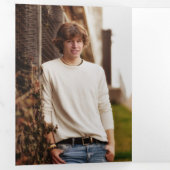 Red Bold & Modern Foto Abschluss Dreifach Gefaltete Einladung (Innen Erste Seite)