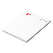 Red Bold Monogram Beruflich Schlicht Simple Notizblock (Rotiert)