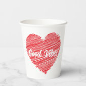 Red Bold Scribble Herzdesign Pappbecher (Rückseite)