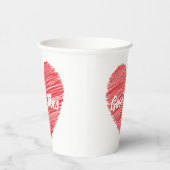 Red Bold Scribble Herzdesign Pappbecher (Rechts)