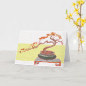 Red Bonsai Greetings Karte (Gelbe Blume)