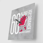 Red Book Character Ignorance is Banned Acrylic Quadratische Wanduhr (Winkel)