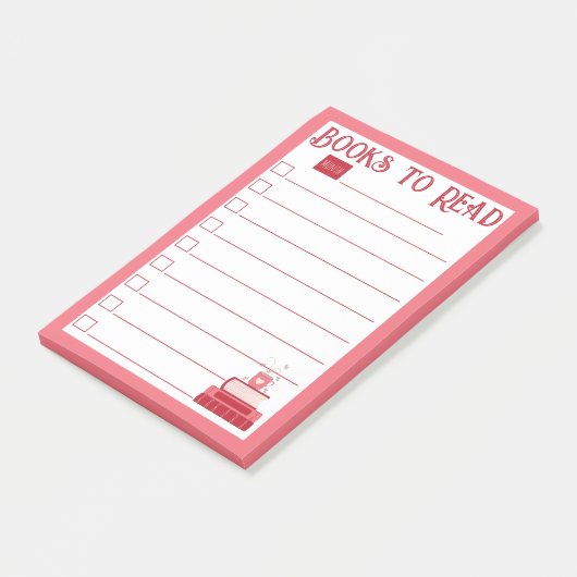 Red Books to Read List Post-It Notes Klebezettel (angewinkelt)