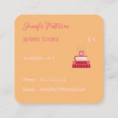 Red Books Tutor Orange Square Visitenkarten Quadratische Visitenkarte (Rückseite)