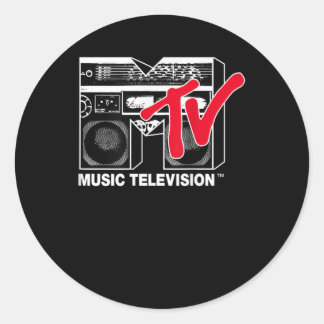 Red Boombox Grafik des MTV-Logos Runder Aufkleber