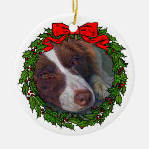 Red Border Collie Art von Glenda S. Harlan Keramik Ornament