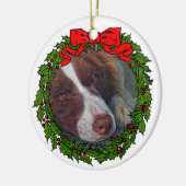 Red Border Collie Art von Glenda S. Harlan Keramik Ornament (Links)