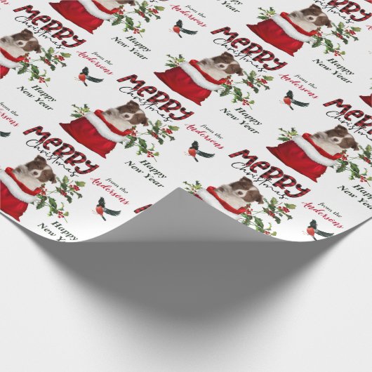 Red Border Collie Welpe in Christmas Geschenktasch Geschenkpapier (Ecke)