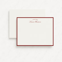 Red Border Elegante Moderne Stationery Note Card