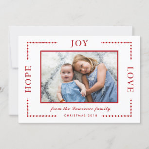 Red Border Hope Joy Liebe Weihnachts-Foto Feiertagskarte