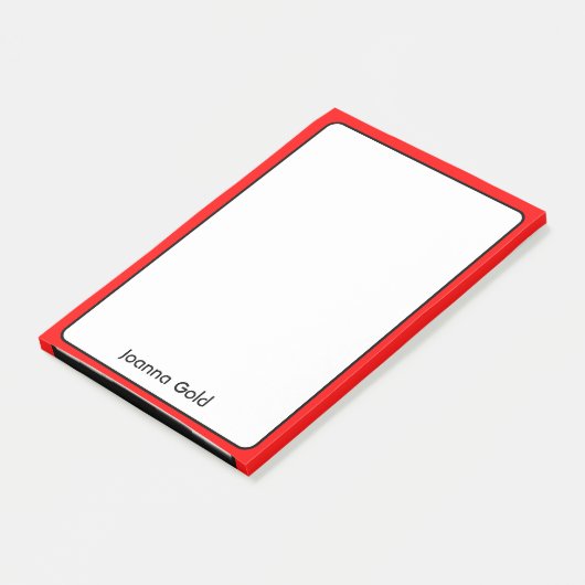 Red Border Minimalistischer Beruflicher Name Post-it Klebezettel (angewinkelt)