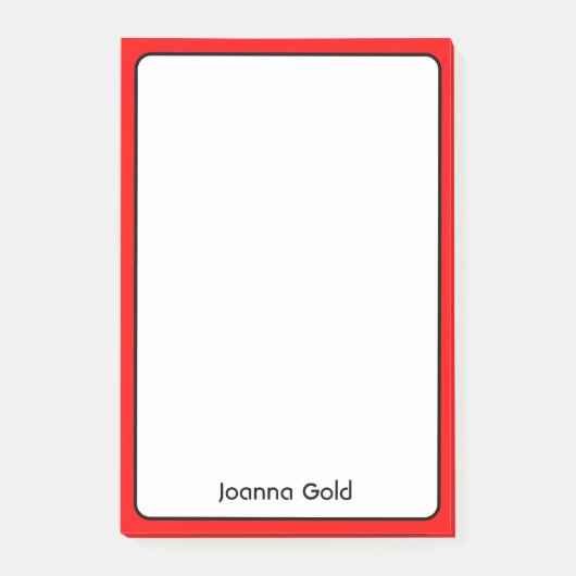 Red Border Minimalistischer Beruflicher Name Post-it Klebezettel (Vorderseite)