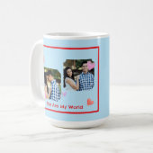Red Border PHOTO Blue Valentine's Day NAME Kaffeetasse (Vorderseite Links)