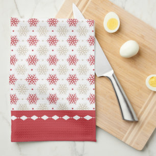 Red Border Snowflake Patente Urlaub Geschirrtuch
