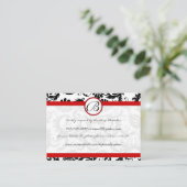 Red Borders Black Damask Response Cards Begleitkarte (Stehend Vorderseite)