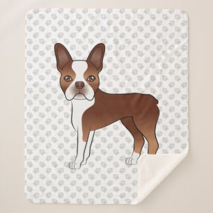 Red Boston Terrier Niedlich Cartoon Dog & Gray Paw Sherpadecke