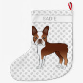 Red Boston Terrier Niedlich Cartoon Dog & Individu Großer Weihnachtsstrumpf (Rückseite)