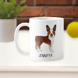Red Boston Terrier Niedlich Cartoon Dog & Individu Kaffeetasse