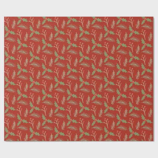 Red Botanical Berries Gift Wrap Geschenkpapier (Flach)