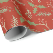 Red Botanical Berries Gift Wrap Geschenkpapier (Rolleneckpunkt)