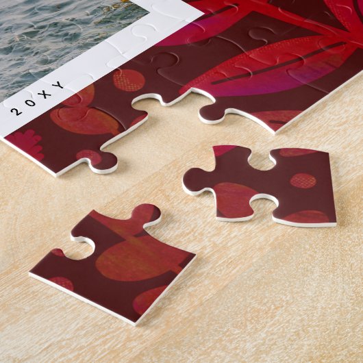 Red Botanical Frame Holiday Foto Gift Puzzle (Seite)
