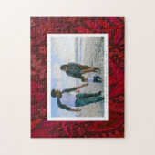 Red Botanical Frame Holiday Foto Gift Puzzle (Vertikal)