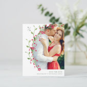 Red Botanical Initials Elegant Wreath Wedding Pic (Stehend Vorderseite)