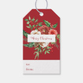 Red Botanical Weihnachtsgeschenke Tags Geschenkanhänger (Vorderseite)