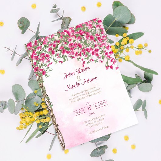 Red Bougainvillea Blumendusche Hochzeit Einladung