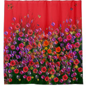 Red Bouquet Butterflies Duschvorhang (Vorderseite)